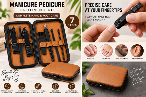 7-piece manicure and pedicure grooming kit in case