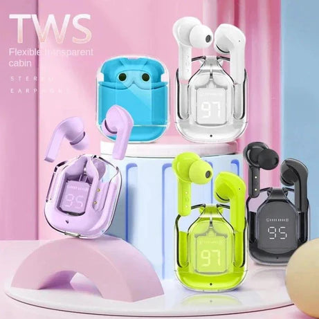 Air 31 Transparent Crystal Bluetooth Wireless Earbuds with Clear Sound