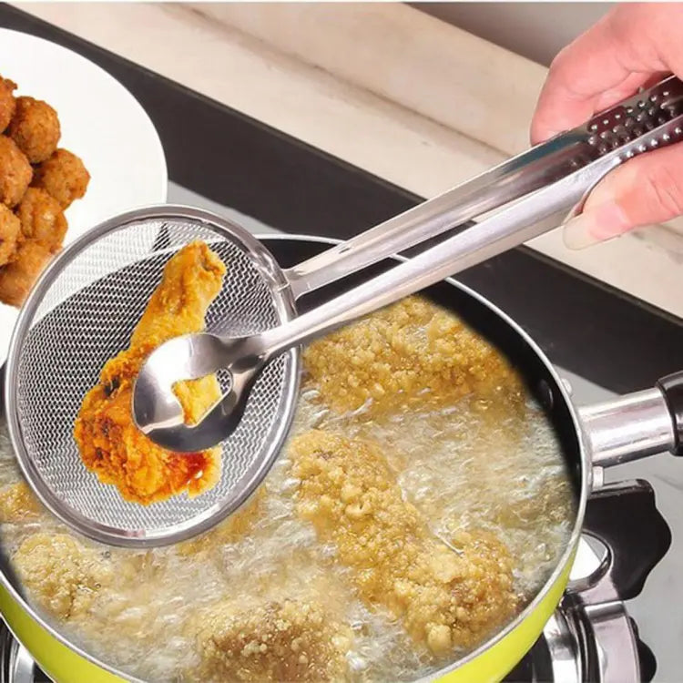 Multi-Functional 2-in-1 Frying Filter Spoon & Clip Oil Strainer for Kitchen