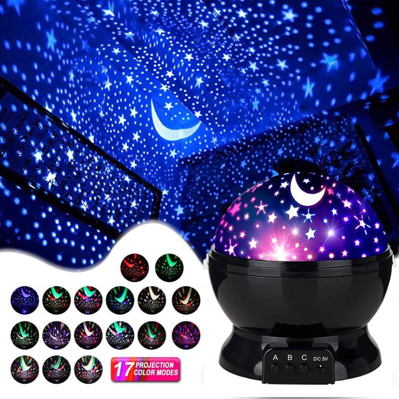 Rotating Star & Moon Galaxy Night Light Projector