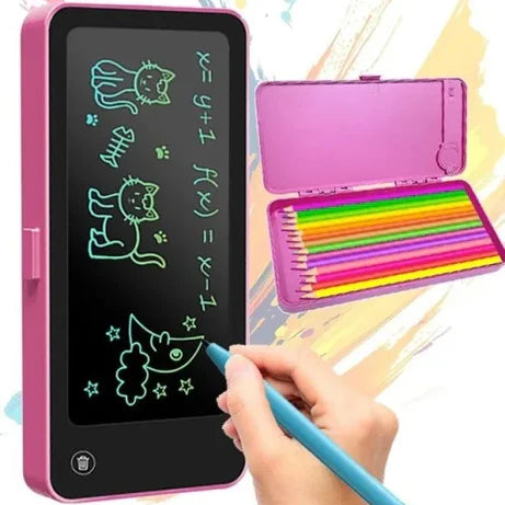 LCD Writing Tablet Pencil Box Drawing Board & Stationery Case for Kids