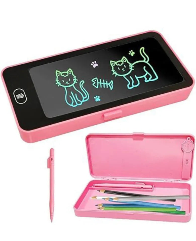 LCD Writing Tablet Pencil Box Drawing Board & Stationery Case for Kids