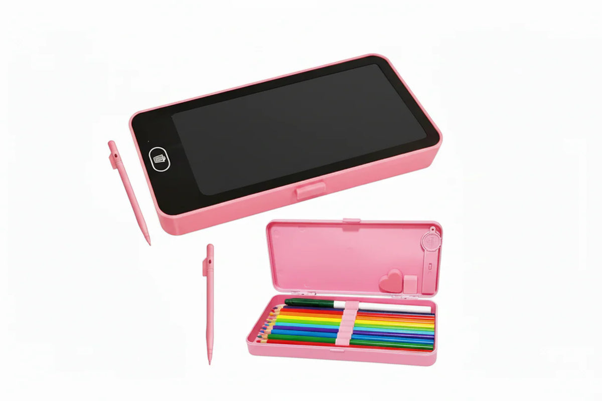 LCD Writing Tablet Pencil Box Drawing Board & Stationery Case for Kids