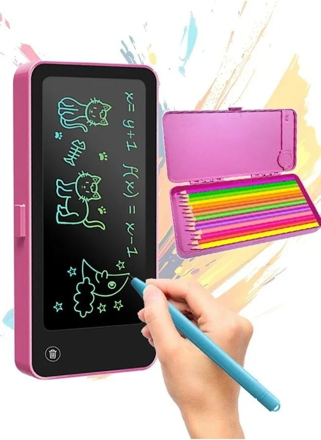 LCD Writing Tablet Pencil Box Drawing Board & Stationery Case for Kids