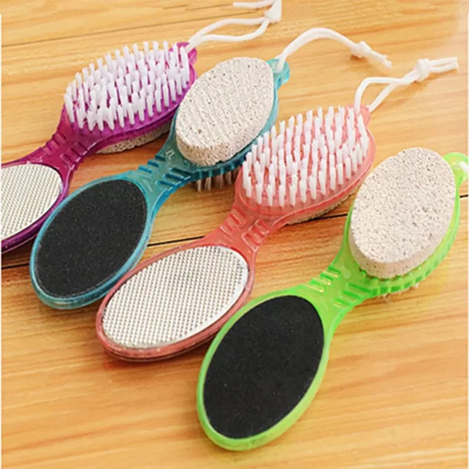 Pack of 2 4-in-1 Foot Scrubber with Pumice Brush File & Buffer