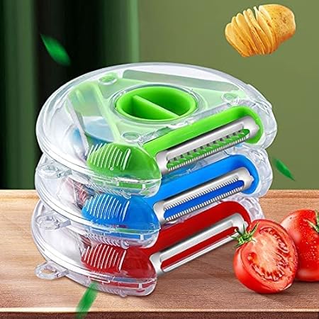 Pack of 3 Stainless Steel 3-in-1 Vegetable & Fruit Peelers