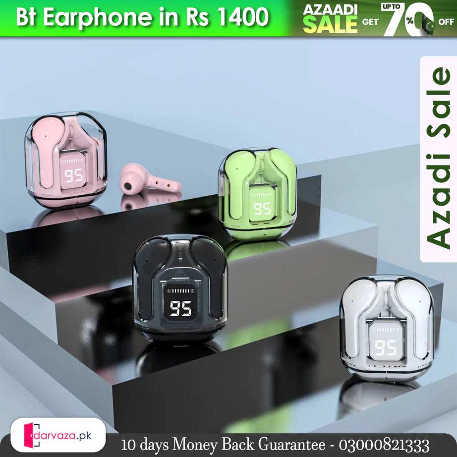 Air 31 Transparent Crystal Bluetooth Wireless Earbuds with Clear Sound