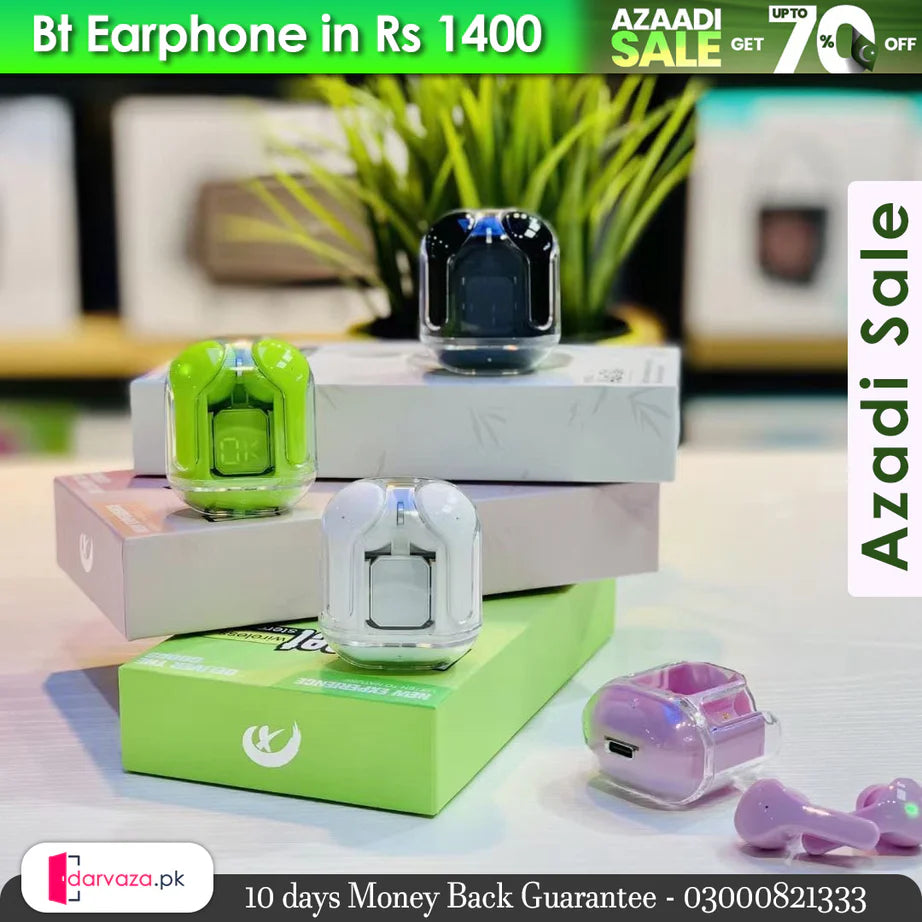 Air 31 Transparent Crystal Bluetooth Wireless Earbuds with Clear Sound