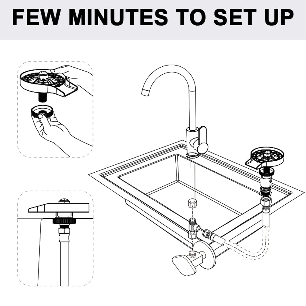 Automatic Cup Washer Glass Rinser for Kitchen Sink Faucet