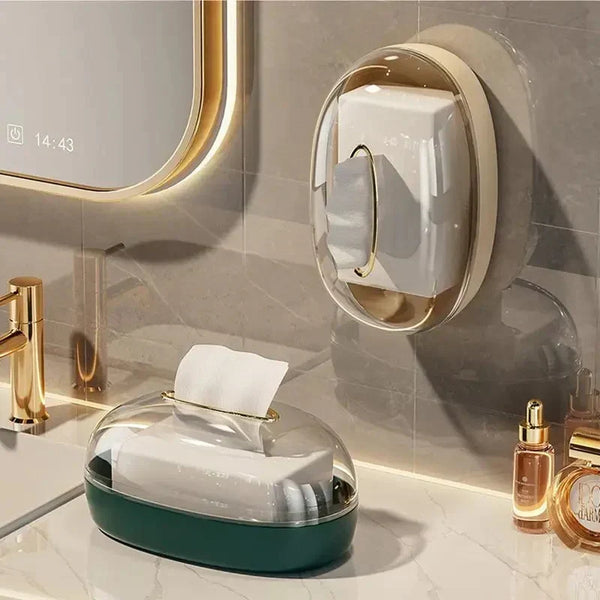 Wall-mounted oval tissue box