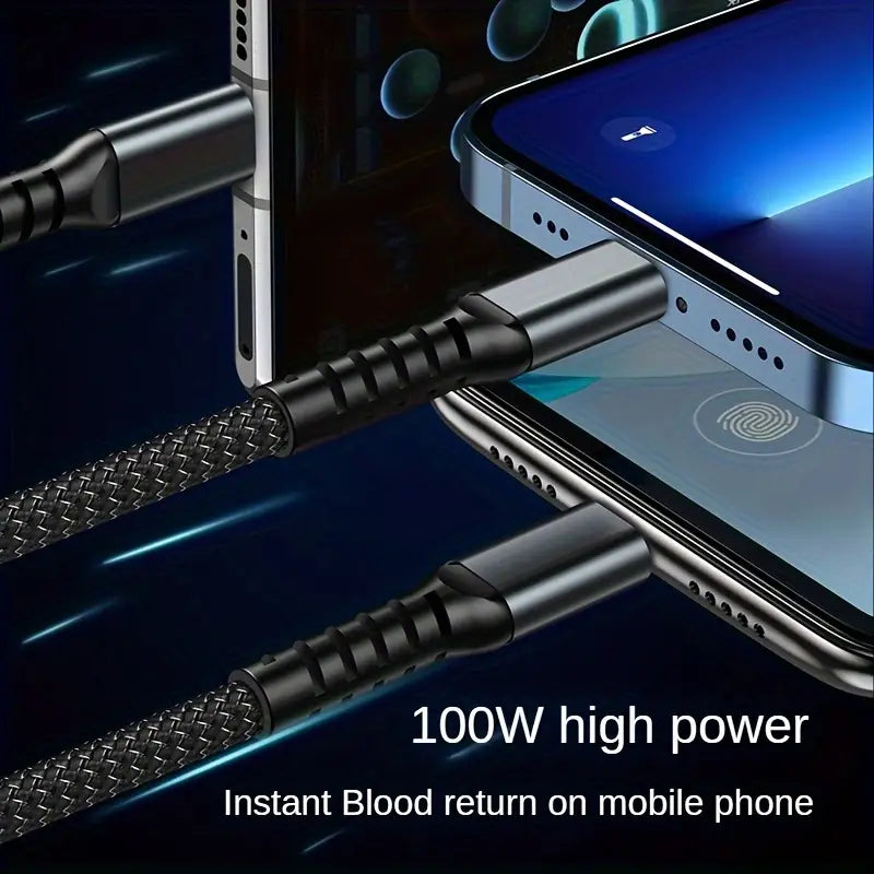 3-in-1 100W Fast Charging USB Cable with Digital Power Display