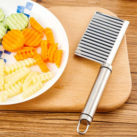 2 Pcs Stainless Steel Wave Knife Potato & French Fries Cutter