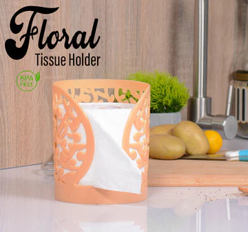 (Pack of 2) Plastic Flower Design Tissue Roll Paper Holder For Home and Outdoor Use