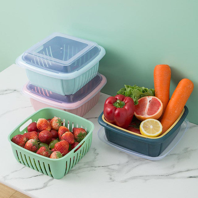 Buy 1 Get 2 Free 2-in-1 Fruit & Vegetable Drain Baskets (3 Pcs)