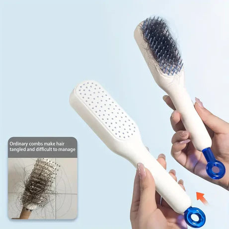 Self Cleaning Magic Retractable Hair Brush with Anti-Static Massage