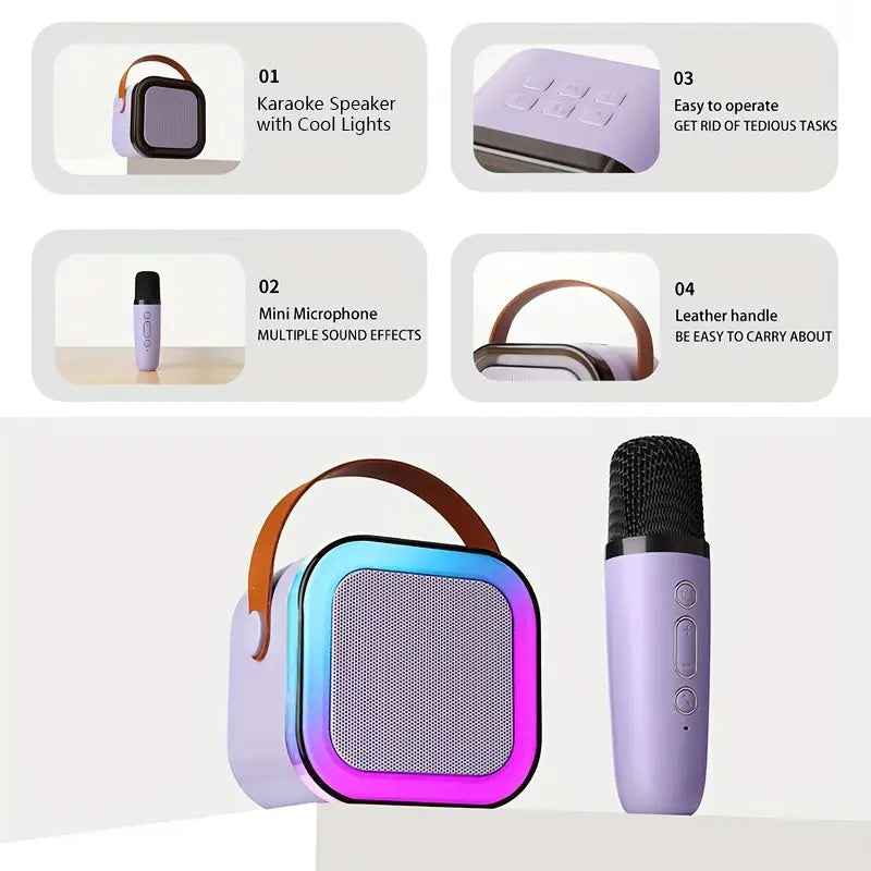 Portable K12 Mini Karaoke Bluetooth Speaker with Mic & RGB Lights