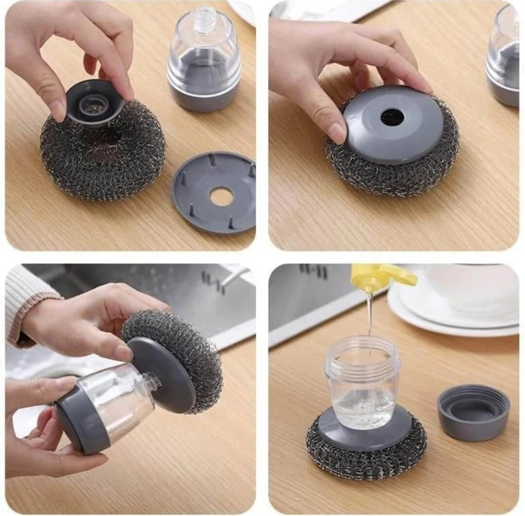 Kitchen soap dispensing push-type palm brush multifunctional cleaning brush