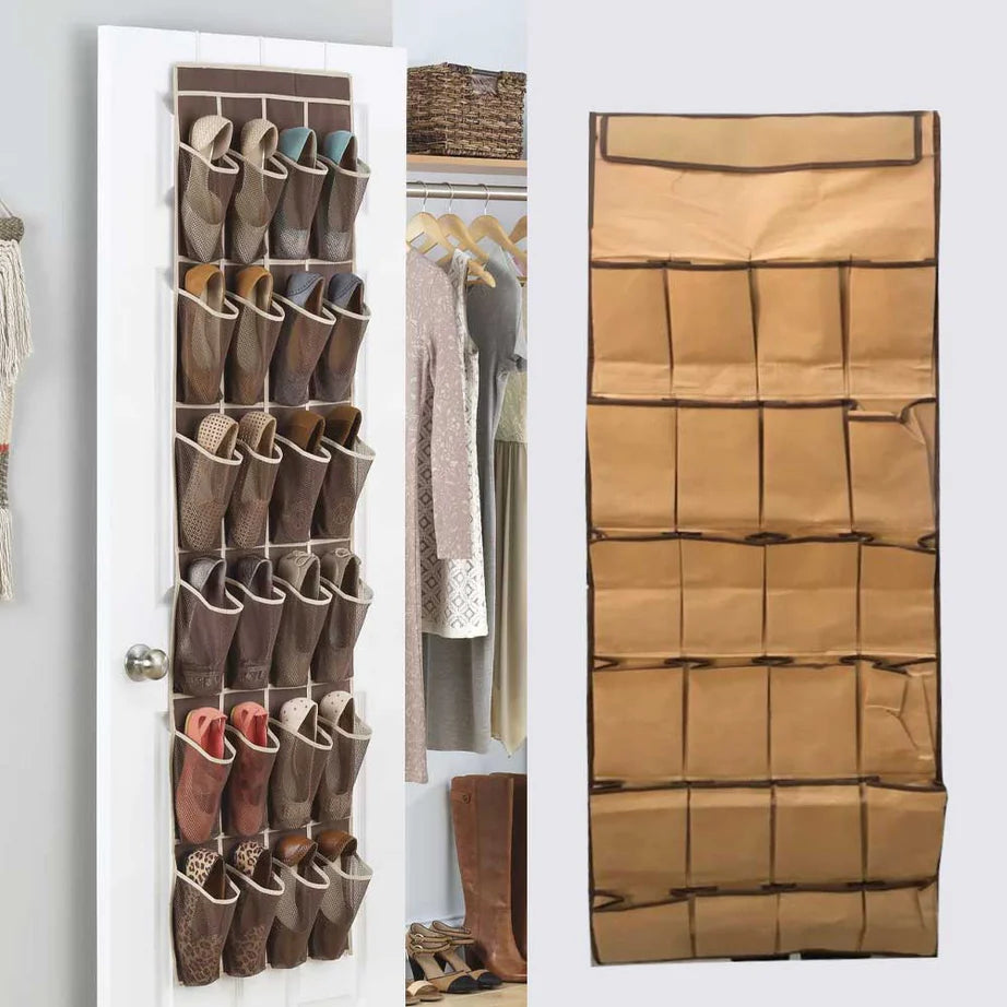 Over the Door Shoe Organizer with 24 Large Mesh Storage Pockets