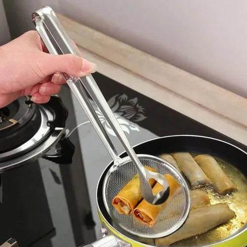 Multi-Functional 2-in-1 Frying Filter Spoon & Clip Oil Strainer for Kitchen
