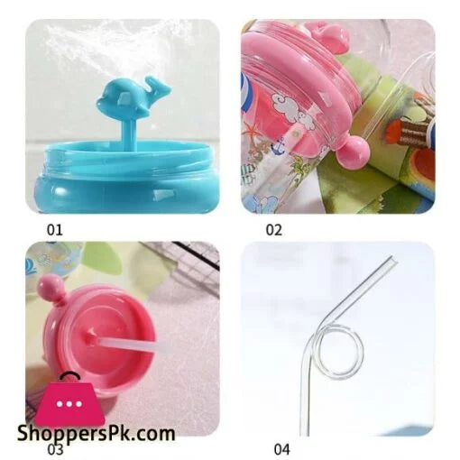 250ML Baby Drinking Cup Kids Whale Water Spray Cartoon Baby Feeding Cups with Straws Water Bottles Outdoor Children’s Cups