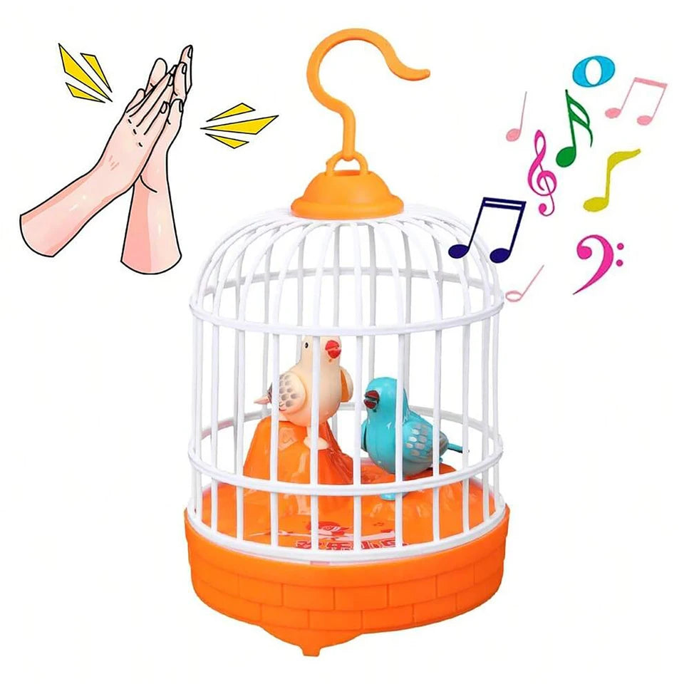 Voice-Controlled Bird Cage Toy with Lights & Sounds for Kids
