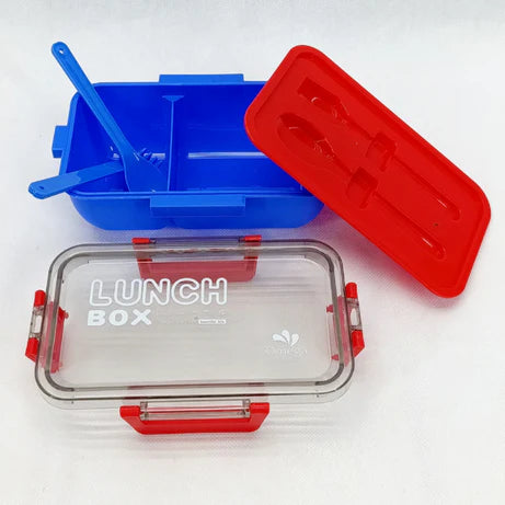 2 Portion Kids Lunch Box with Spoon, Fork & Storage Box