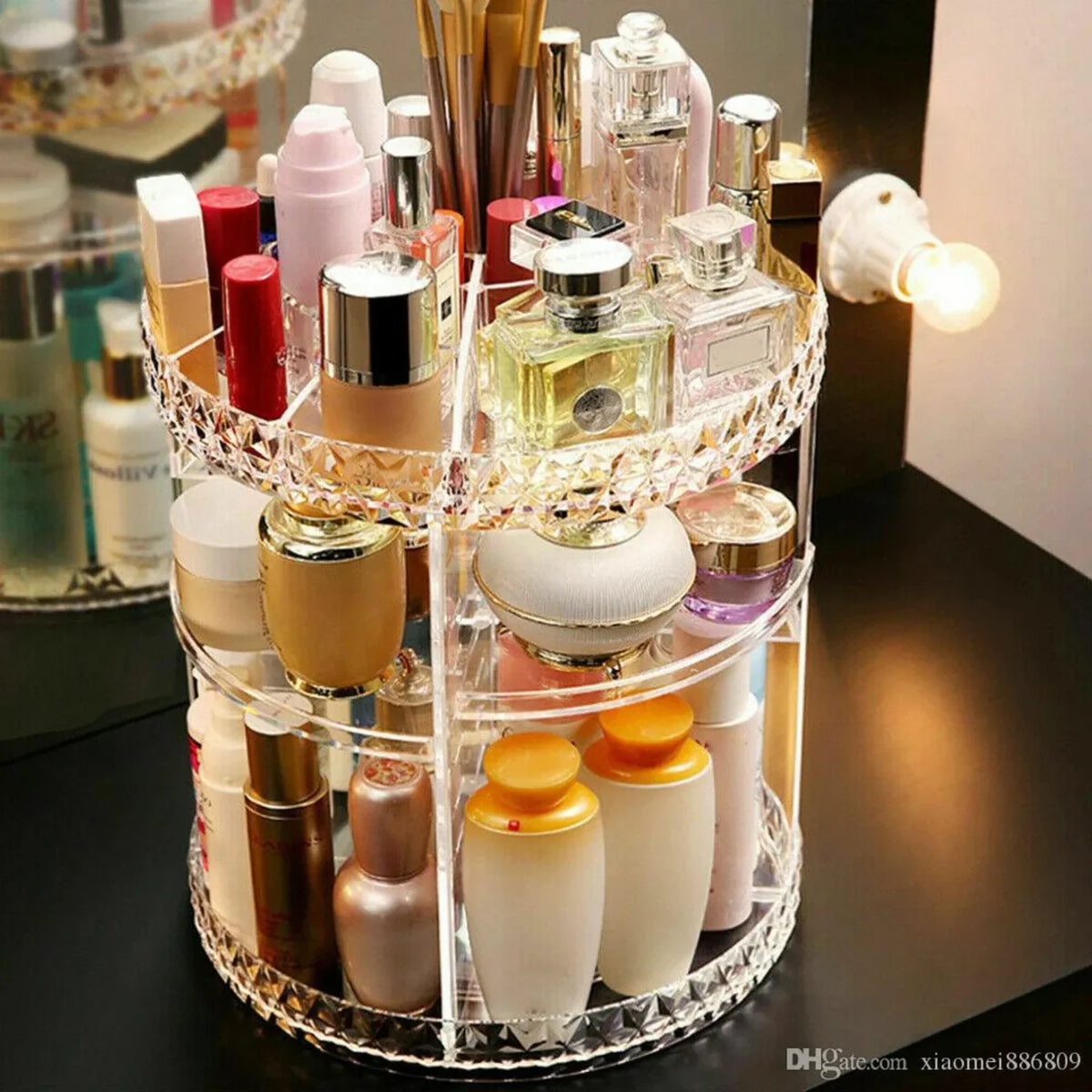 360° Rotating Makeup Organizer Large Capacity Cosmetic Storage Box