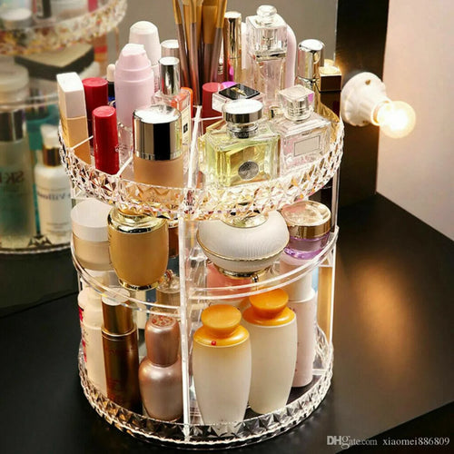 360° Rotating Makeup Organizer Large Capacity Cosmetic Storage Box