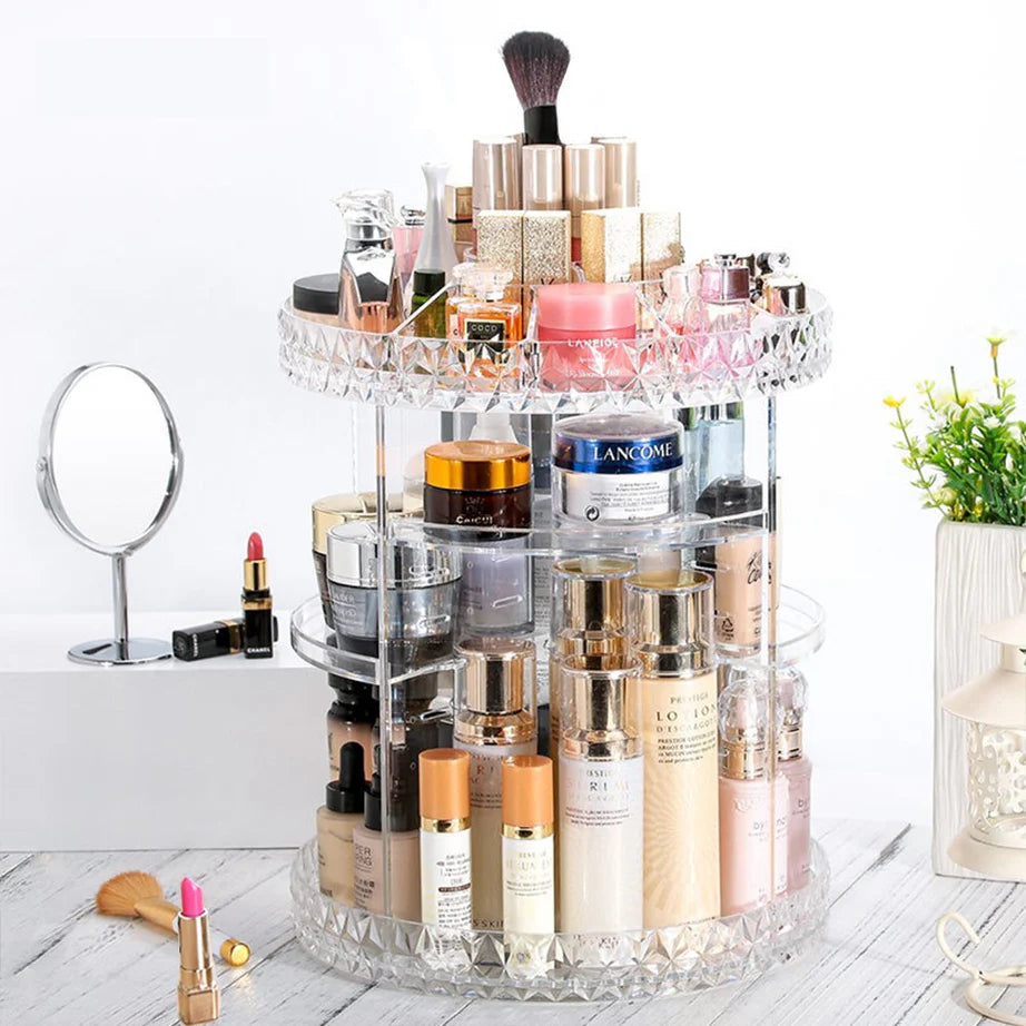360° Rotating Makeup Organizer Large Capacity Cosmetic Storage Box