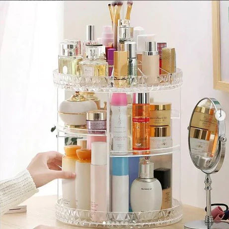 360° Rotating Makeup Organizer Large Capacity Cosmetic Storage Box