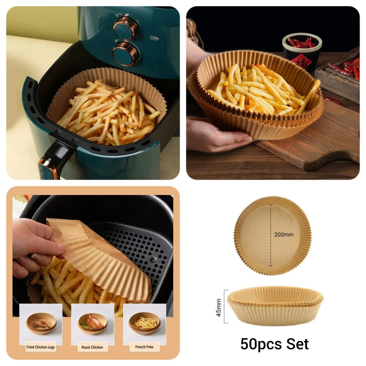 Disposable Air Fryer Paper Liners (50 Pcs)