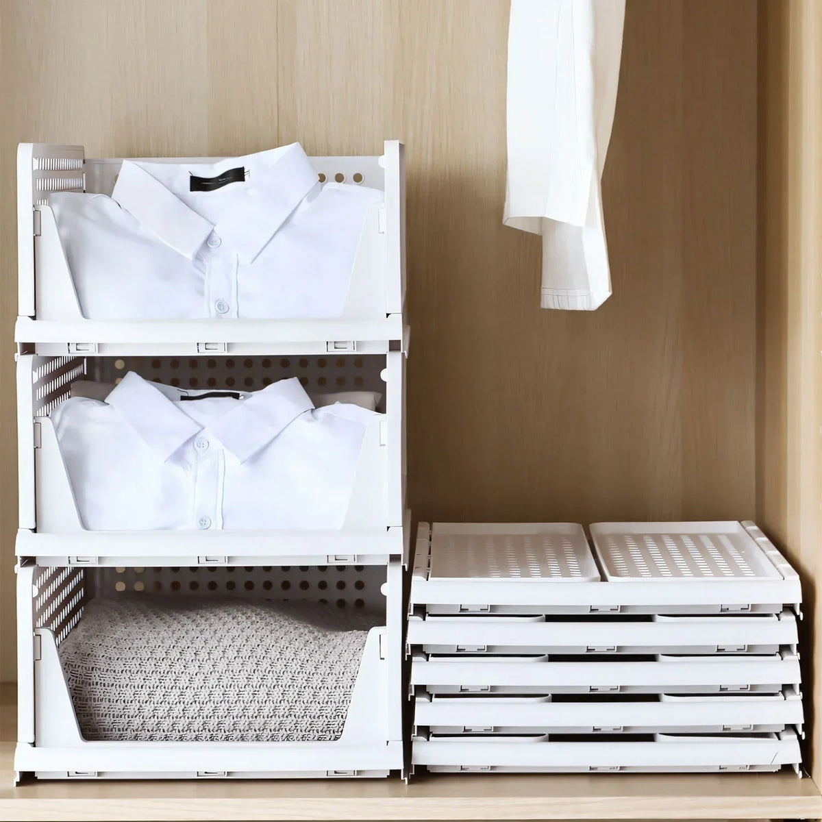 Foldable Storage Bin Stackable Drawer