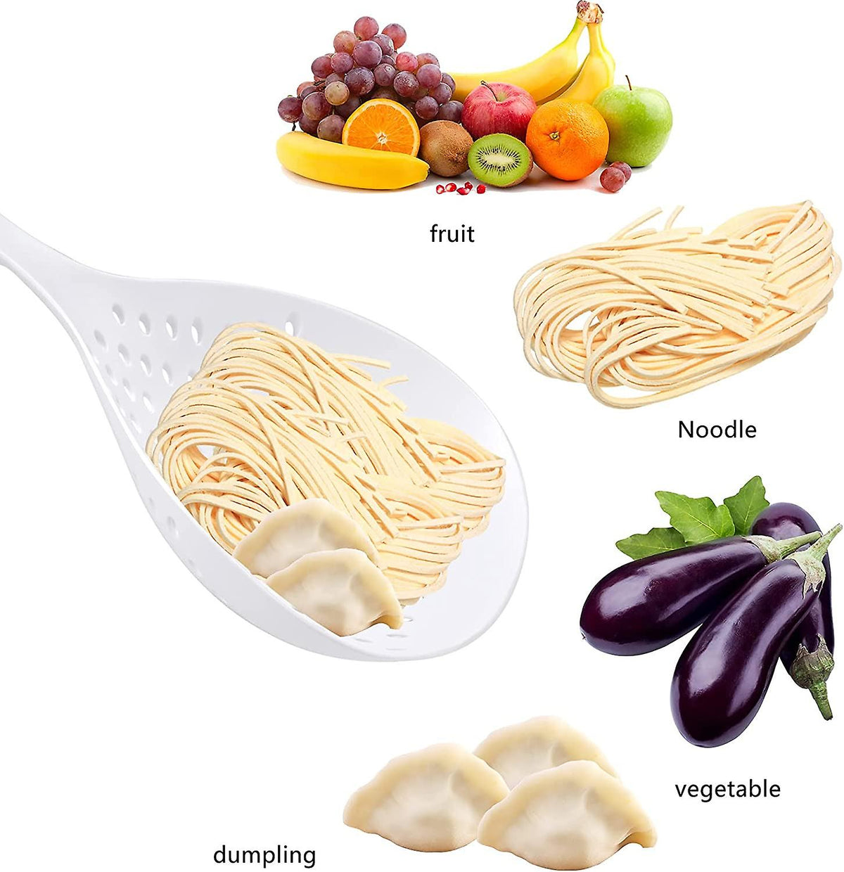 Long Handle Noodle Strainer Scoop for Pasta & Vegetable Cooking