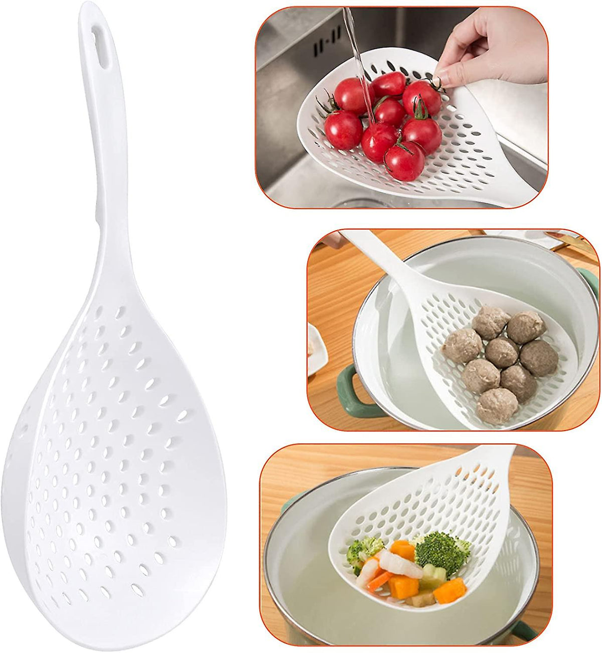 Long Handle Noodle Strainer Scoop for Pasta & Vegetable Cooking