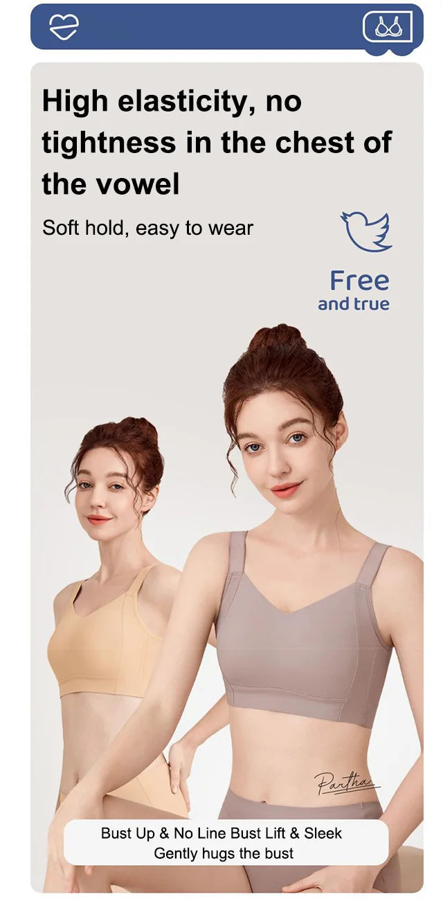 Anti-sagging large breast support Ice Silk bra with secondary breasts