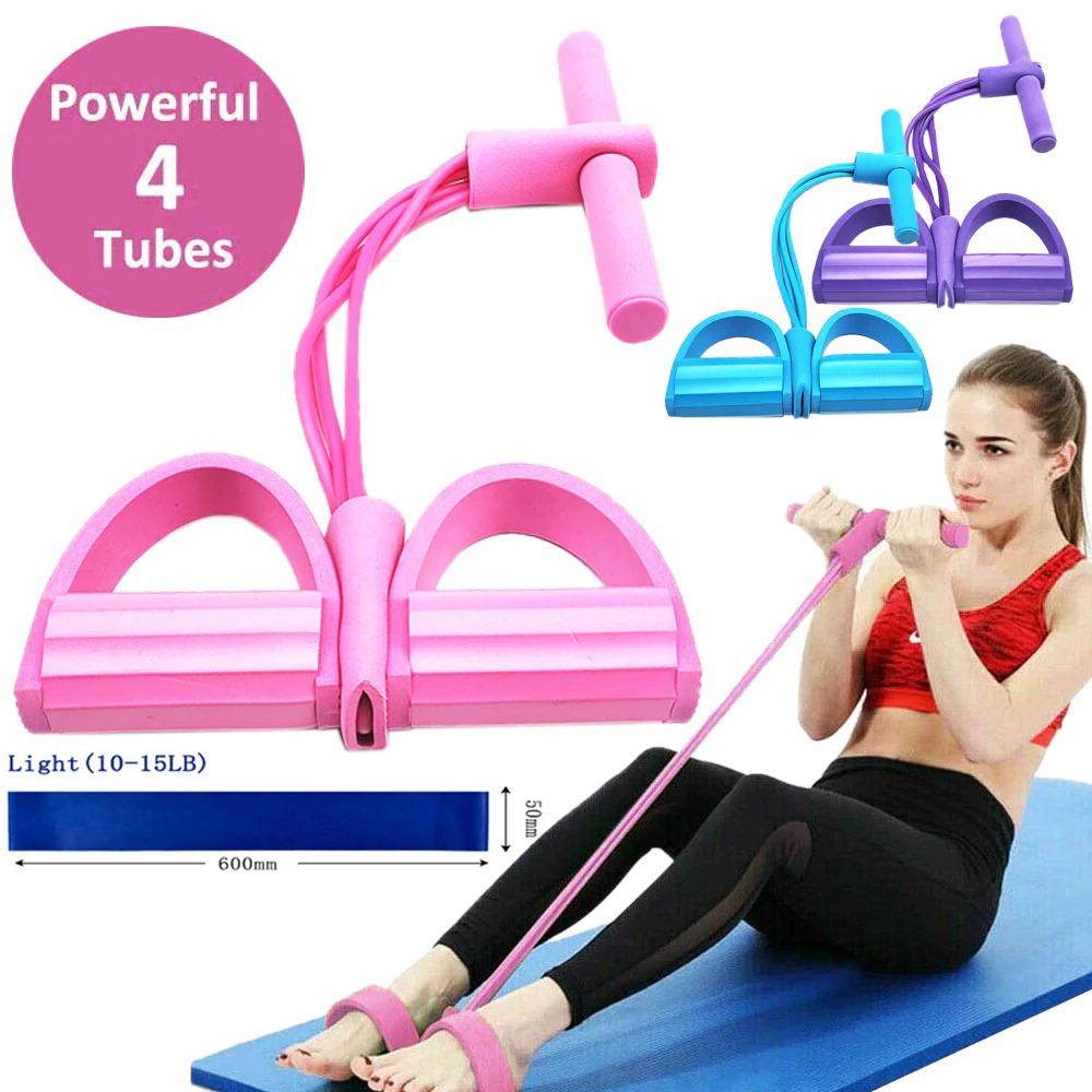 Heavy Duty 4 Tube Tummy Trimmer Pedal Puller Fitness Resistance Band