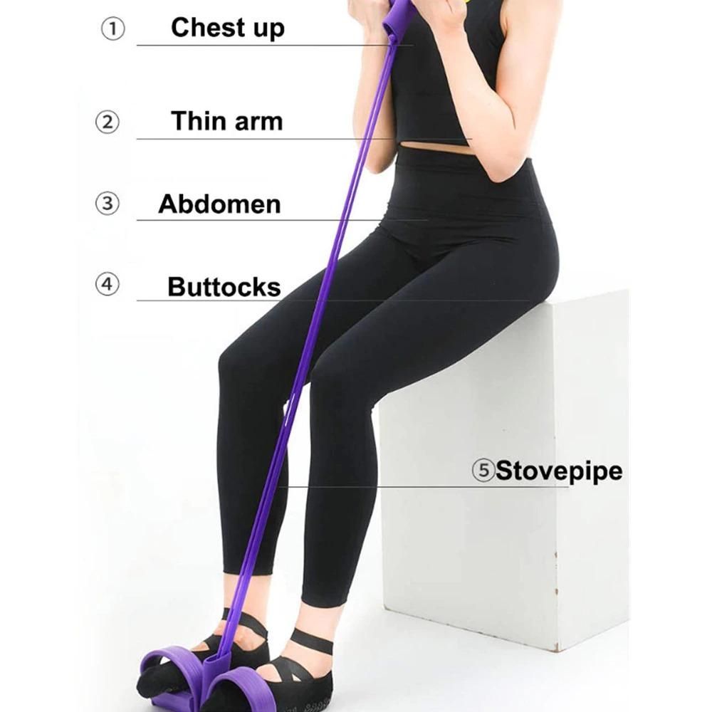 Heavy Duty 4 Tube Tummy Trimmer Pedal Puller Fitness Resistance Band