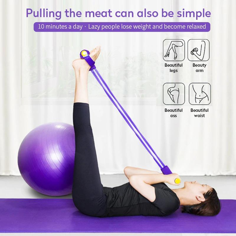 Heavy Duty 4 Tube Tummy Trimmer Pedal Puller Fitness Resistance Band
