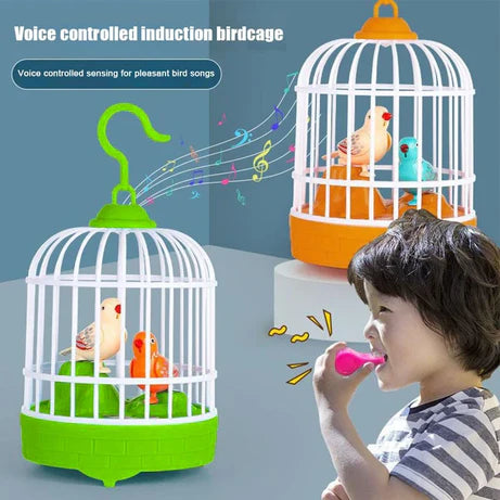 Voice-Controlled Bird Cage Toy with Lights & Sounds for Kids