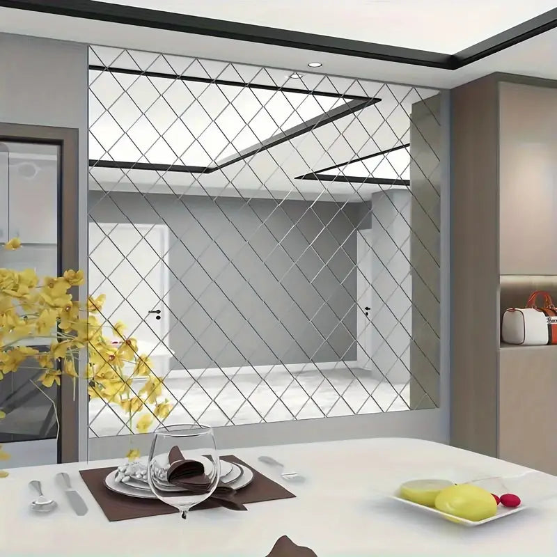 3D Acrylic Diamond Shape Self Adhesive Wall Sticker Set