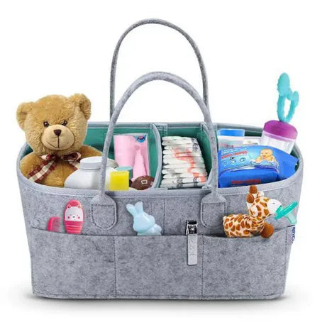 Baby Diaper Caddy Organizer Foldable Felt Storage Bag with Pockets