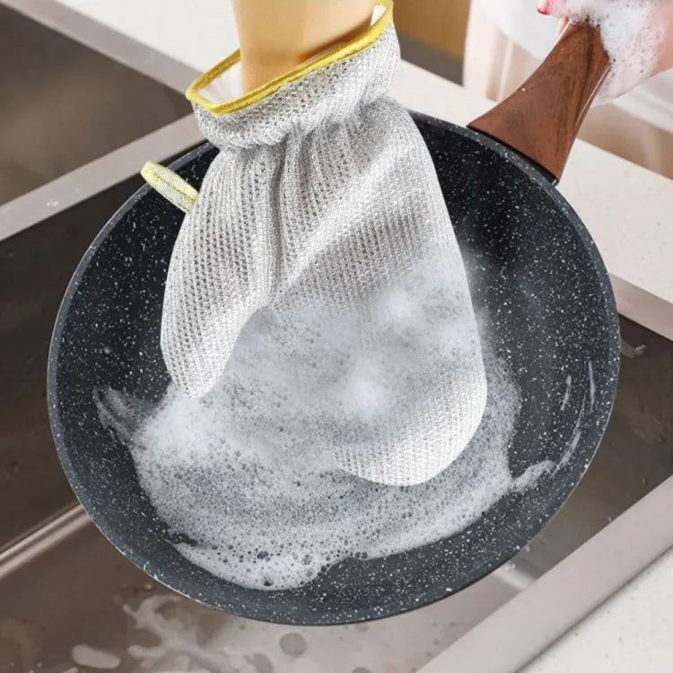 WATERPROOF STEEL WIRE CLEANING GLOVES DISHWASHING DURABLE THICKENED WASHING GLOVE INSULATION KITCHEN GLOVES HOUSEHOLD