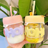Cute Straw Cup with Insulated Glass Design for Home & Office Use