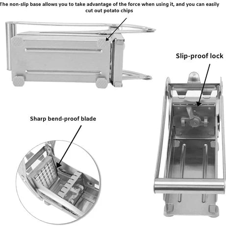 Stainless Steel French Fry Cutter & Vegetable Slicer for Kitchen