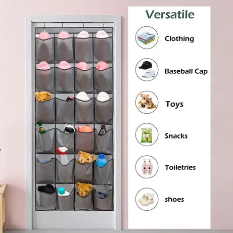 Over the Door Shoe Organizer with 24 Large Mesh Storage Pockets