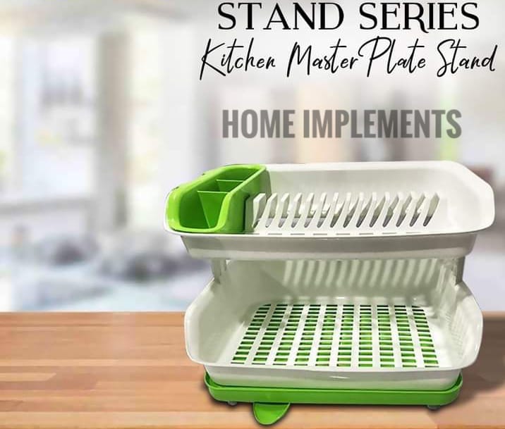 Double Layer Dish Drainer Rack with Storage Box for Kitchen