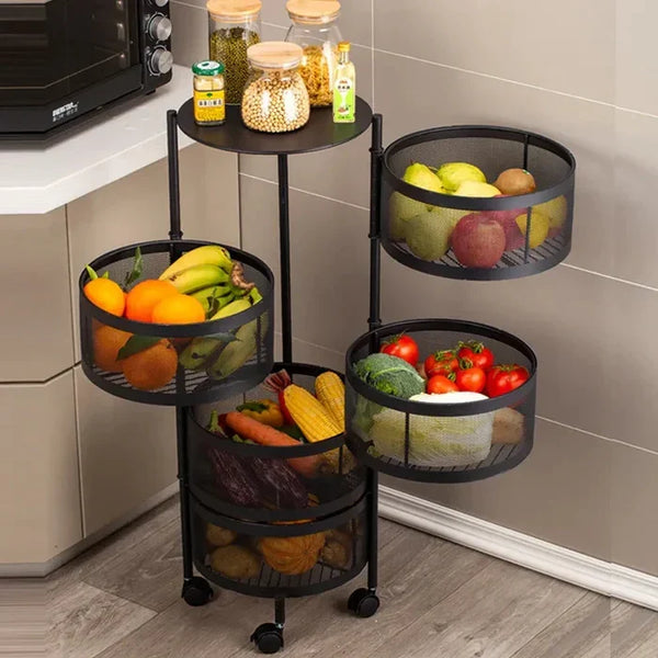 Premium round metal storage trolley