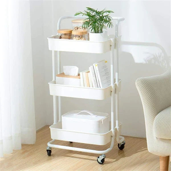 3 tier plastic kitchen trolley rack on wheels