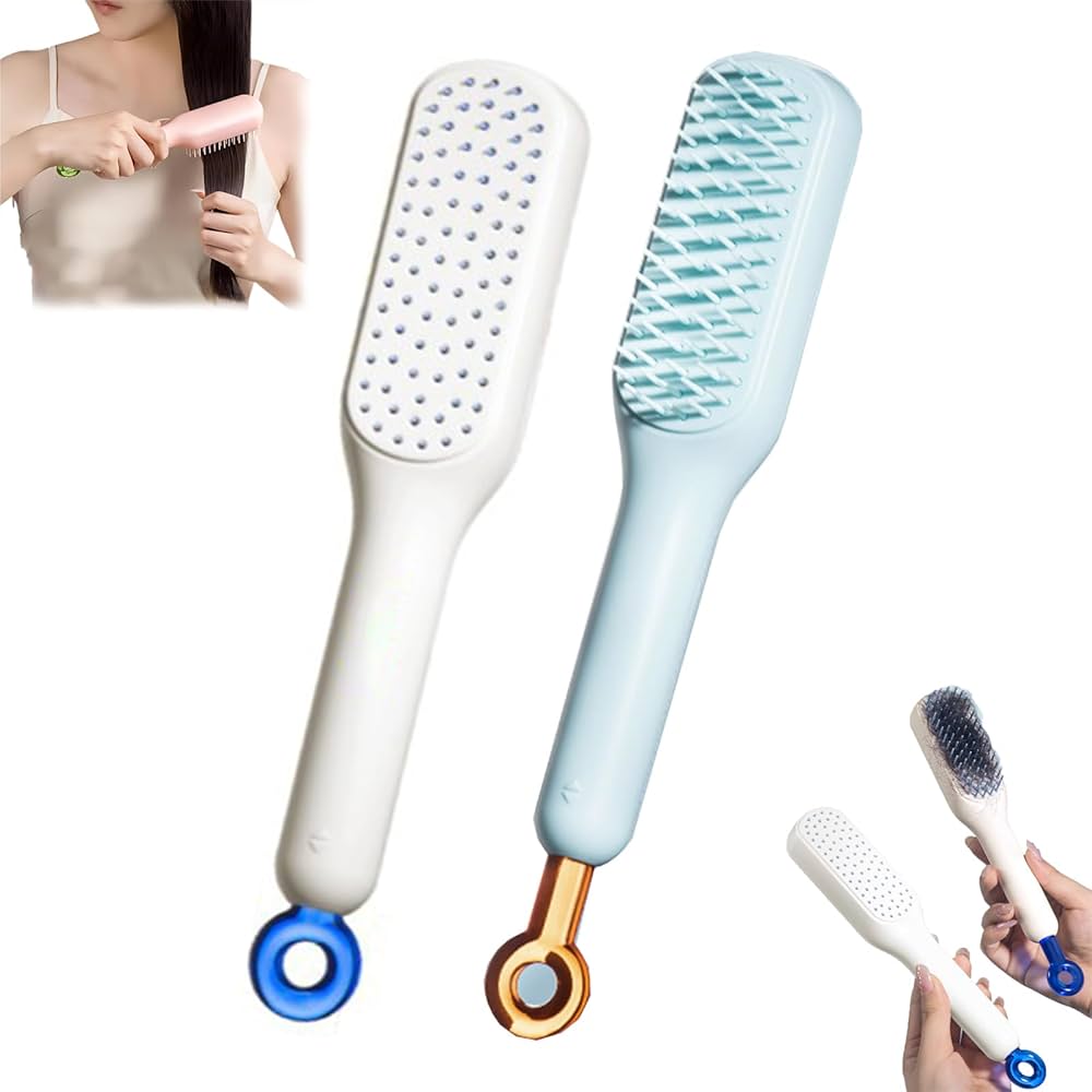Self Cleaning Magic Retractable Hair Brush with Anti-Static Massage