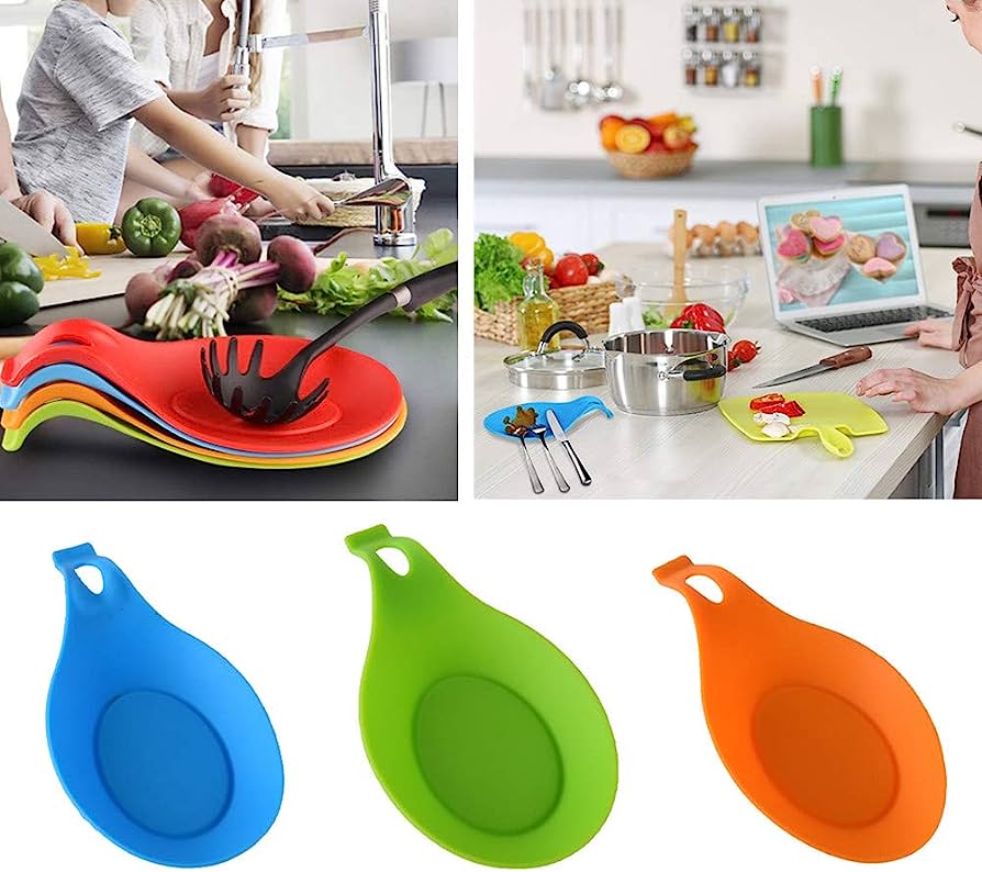 Pack of 5 Silicone Heat Resistant Spoon Rest Utensil Holders